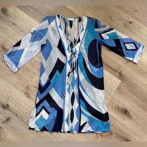 Emilio Pucci Printed Tunic – Blue, Size S (US 4)